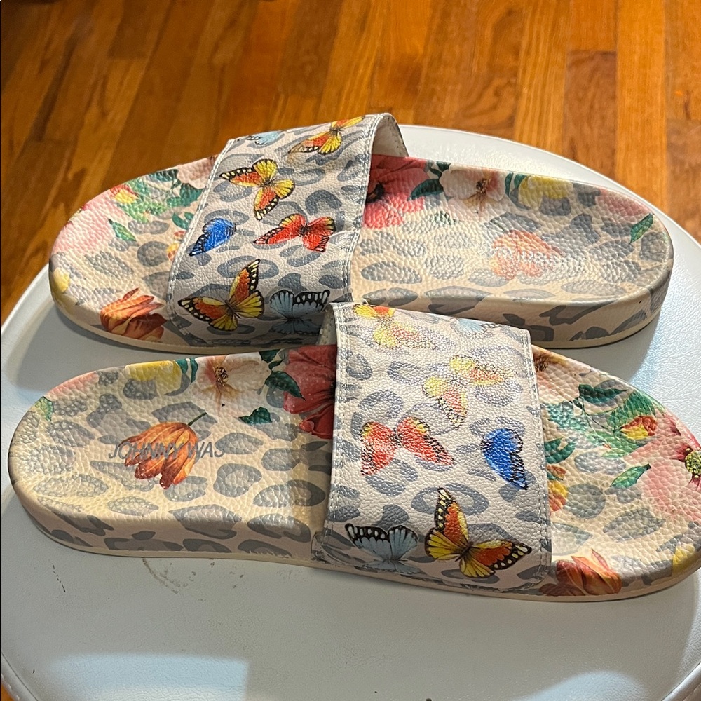 Johnny Was Multicolor Butterfly Floral Sandals